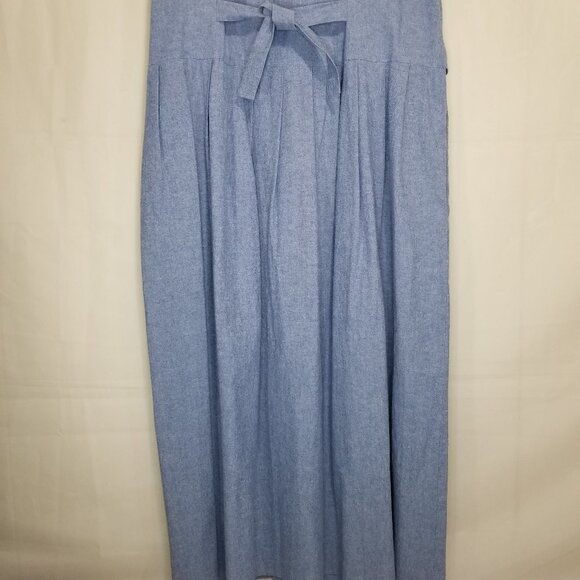 Vintage LANZ Embroidered Cottagecore Prairie Dress Blue Size 14 Pleated Skirt - Picture 7 of 11